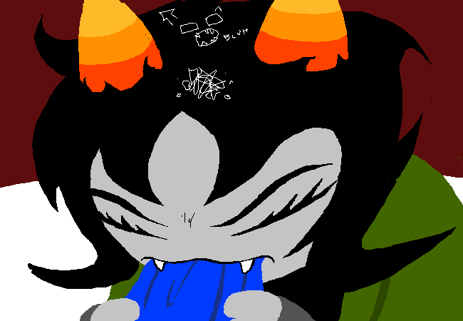 A GIF image of Nepeta biting down on some cloth to let her emotions out.