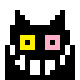 8-bit FRIEND from the Sword Route's move sprite. Their eyes are shooting around hastily.