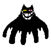 [A gif of DEVICE_FRIEND from the Ralsei Darkner exposition at the start of chapter 3, laughing. They have multiple limbs and look similar to a cat, the polar opposite of Endogeny.]