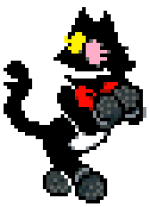 A GIF of Cat Mike batting his lashes.